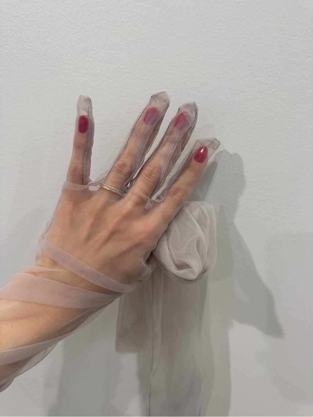 Sheer Long Gloves in Rich Light Gray Taupe - Picture 2 of 14